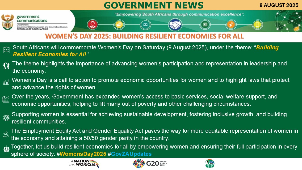 Government Messages - 8 August  2025