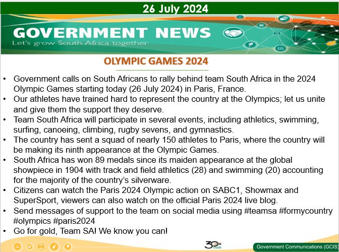 Government Messages 26 July 2024