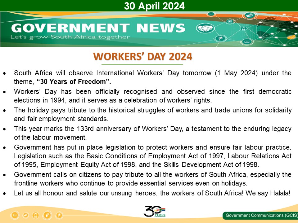 Government Messages of The Day- 30 April 2024