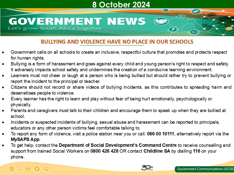 Government Messages - 08 October 2024