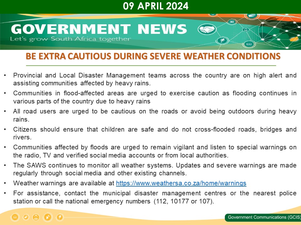 Government Messages of The Day- 09 April 2024