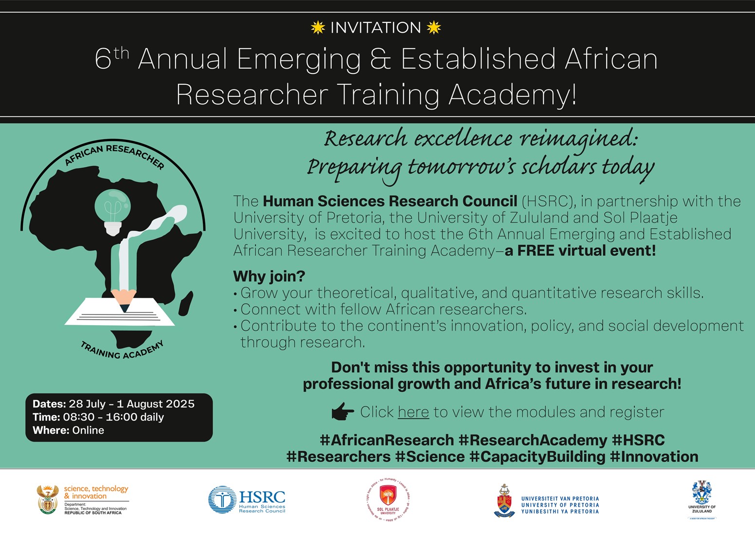 6th Annual Emerging & Established African Researcher Training Academy!