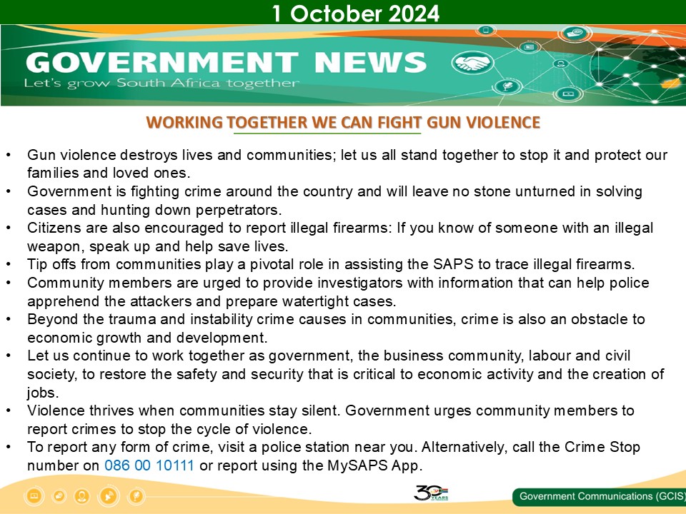 Government Messages - 01 October 2024