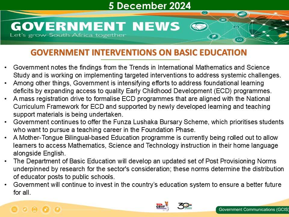 Government messages 5 December 2024
