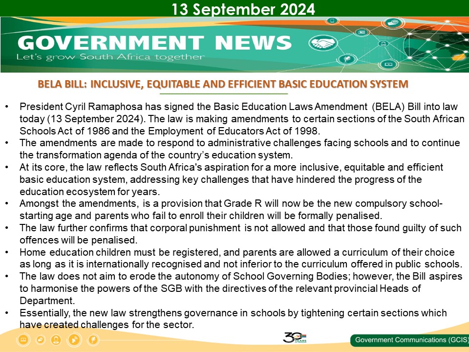 Government Messages - 13 September 2024