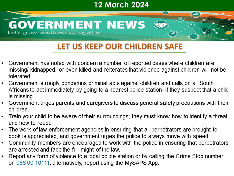 Government Messages of The Day- 12 March 2024