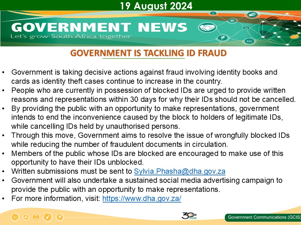 Government Messages 19 August 2024