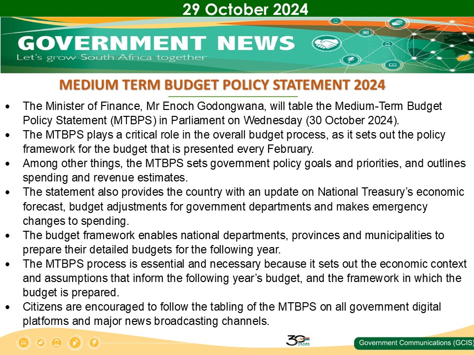 Government Messages - 29 October 2024
