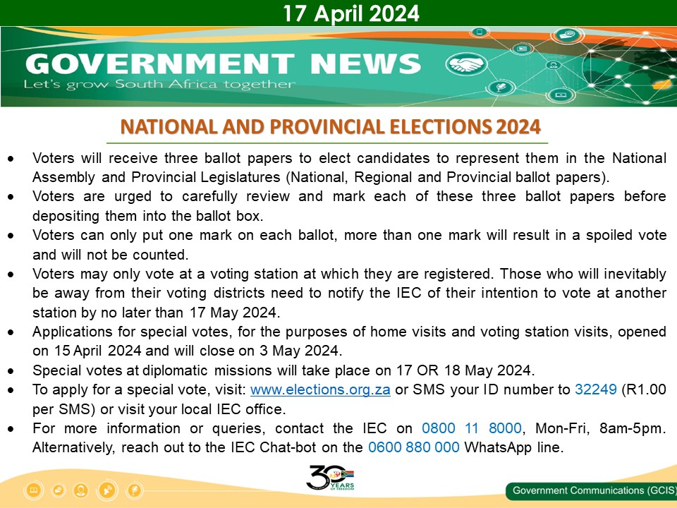 Government Messages of The Day- 17 April 2024