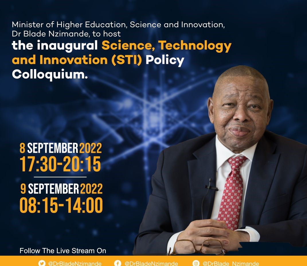 MINISTER NZIMANDE TO ADDRESS THE INAUGURAL STI POLICY COLLOQUIUM