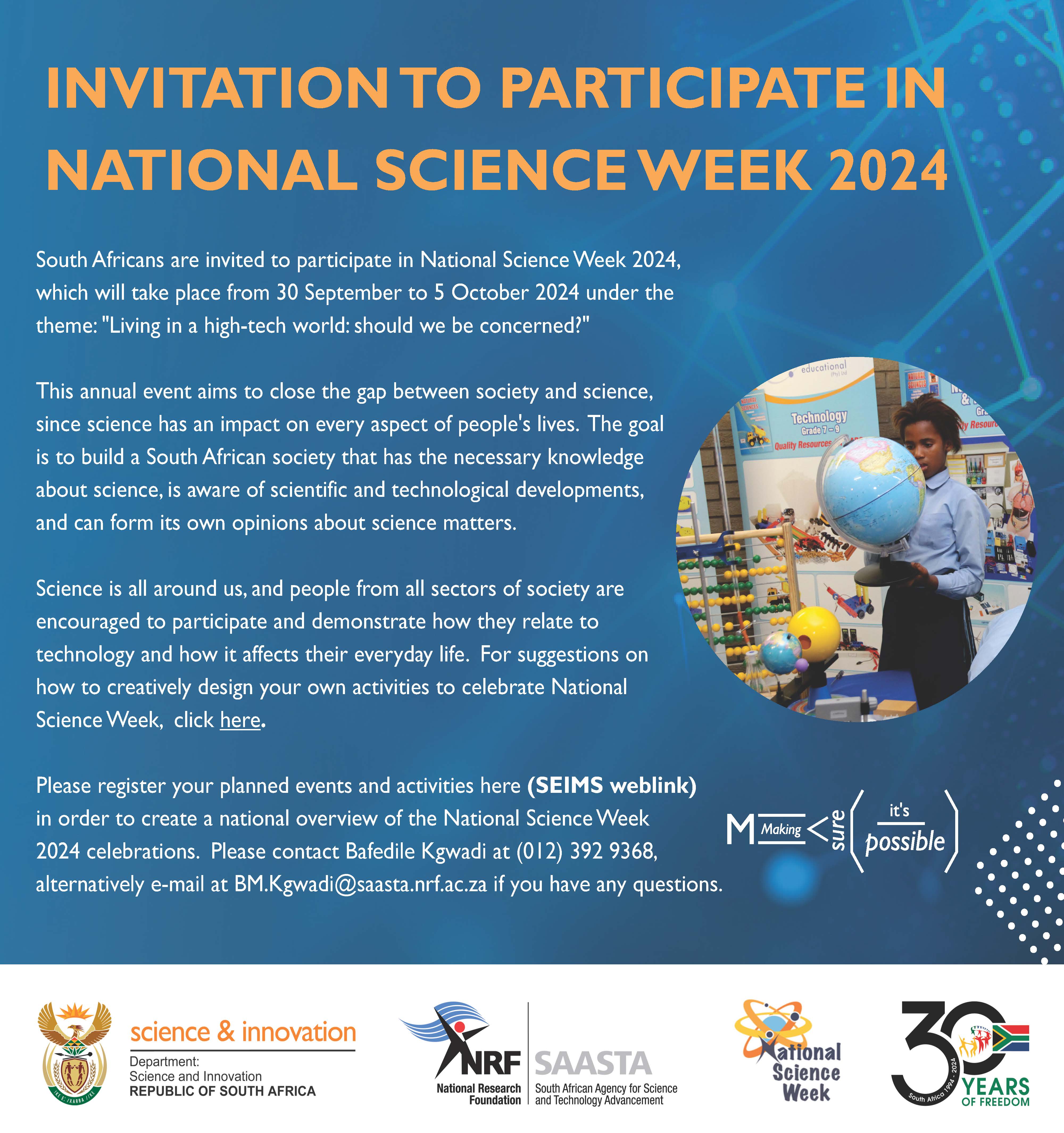 Invitation to participate in National Science Week 2024
