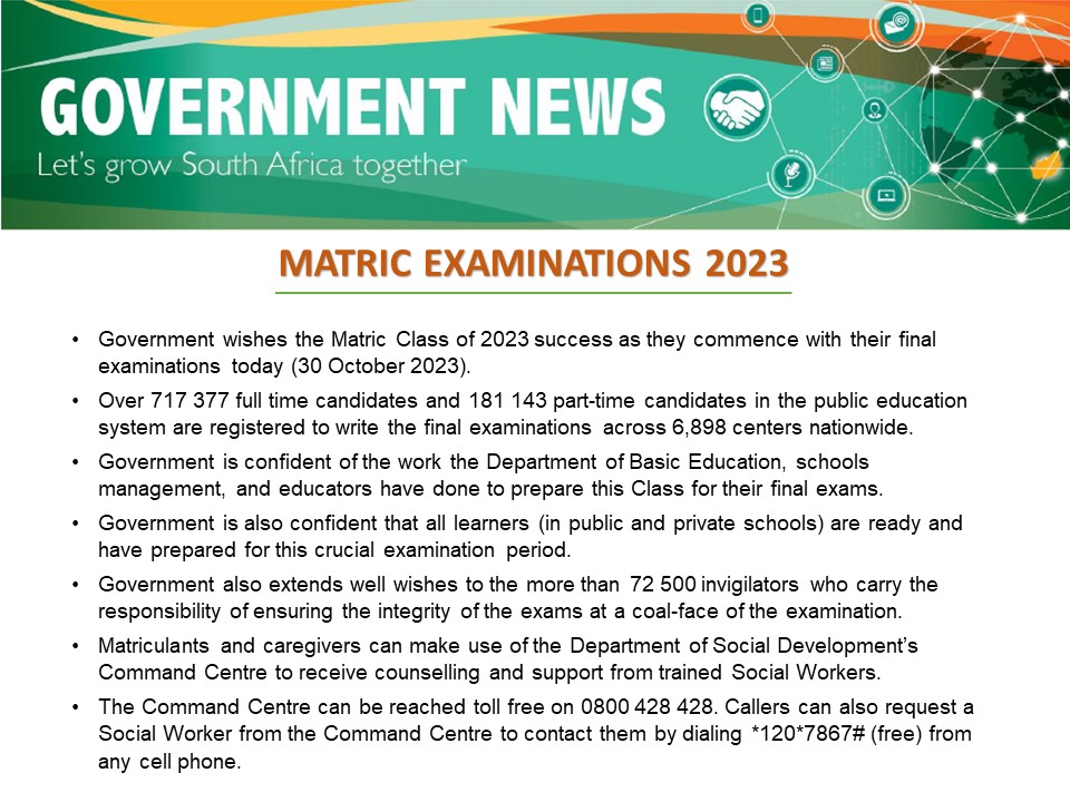 Government Messages of the Day- 30 October 2023