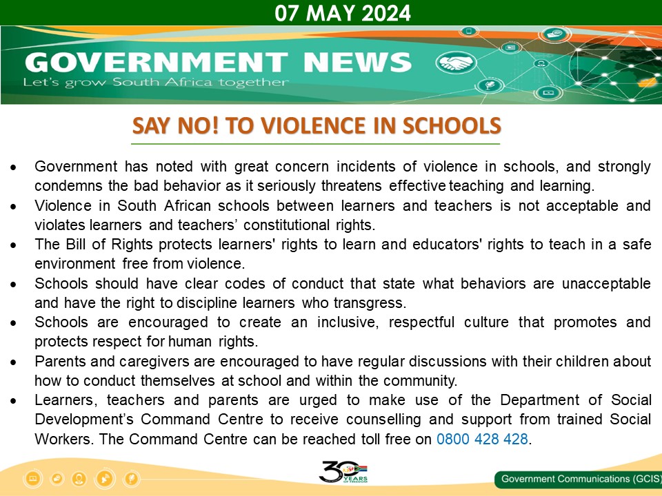 Government Messages of The Day- 07 May 2024