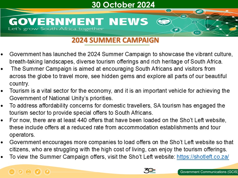 Government Messages - 30 October 2024