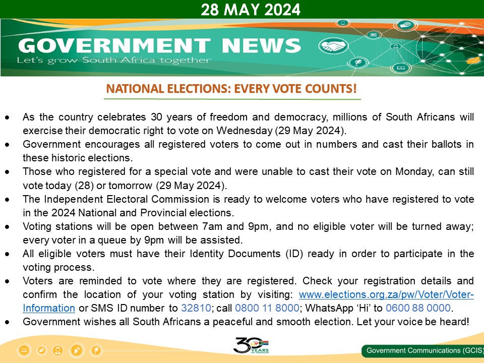 Government Messages of The Day- 28 May 2024
