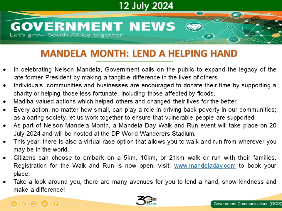 Government Messages 12 July 2024