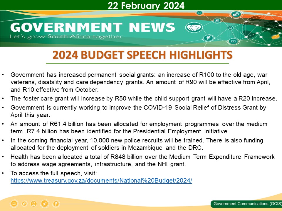 Government Messages of The Day- 22 February 2024
