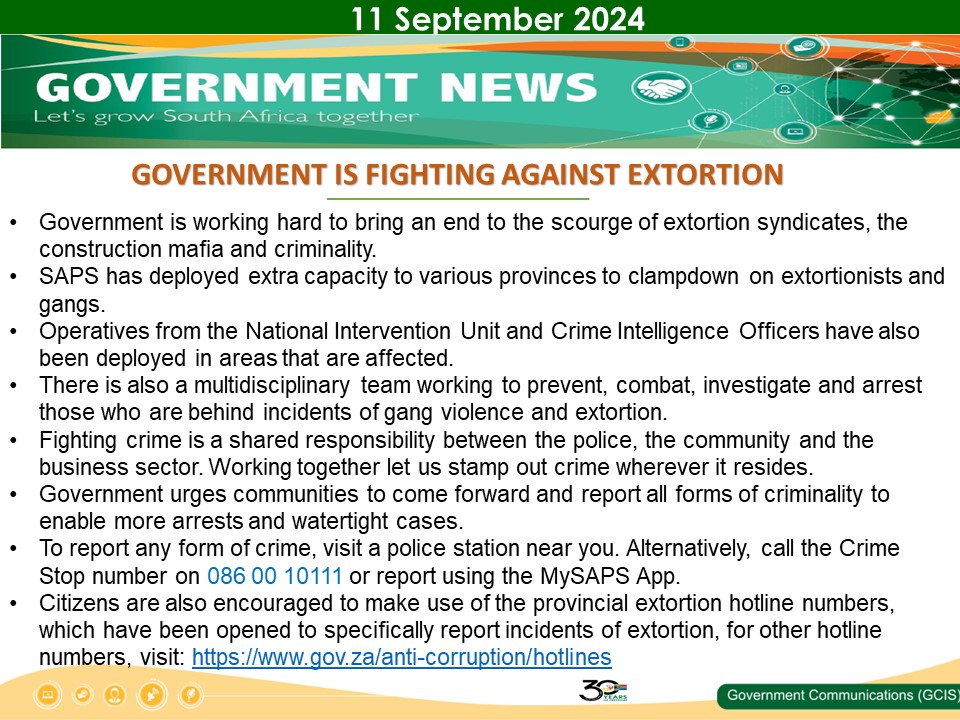 Government Messages - 11 September 2024