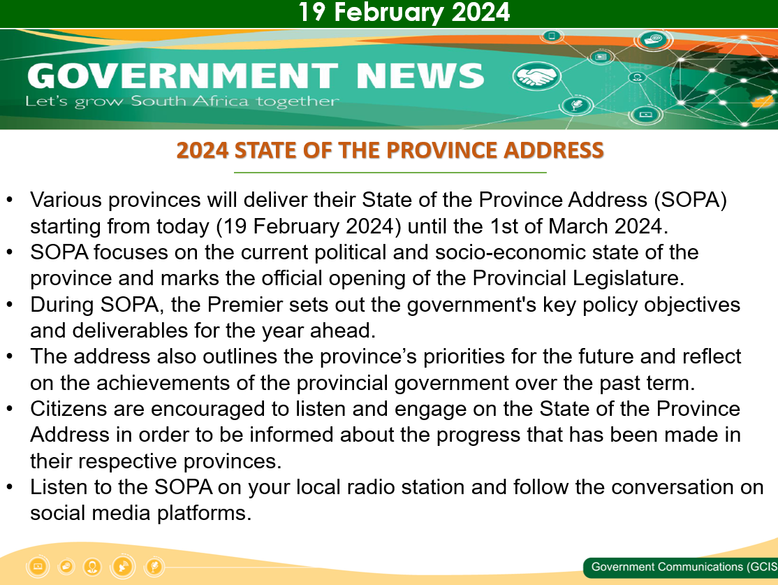 Government Messages of The Day- 19 February 2024