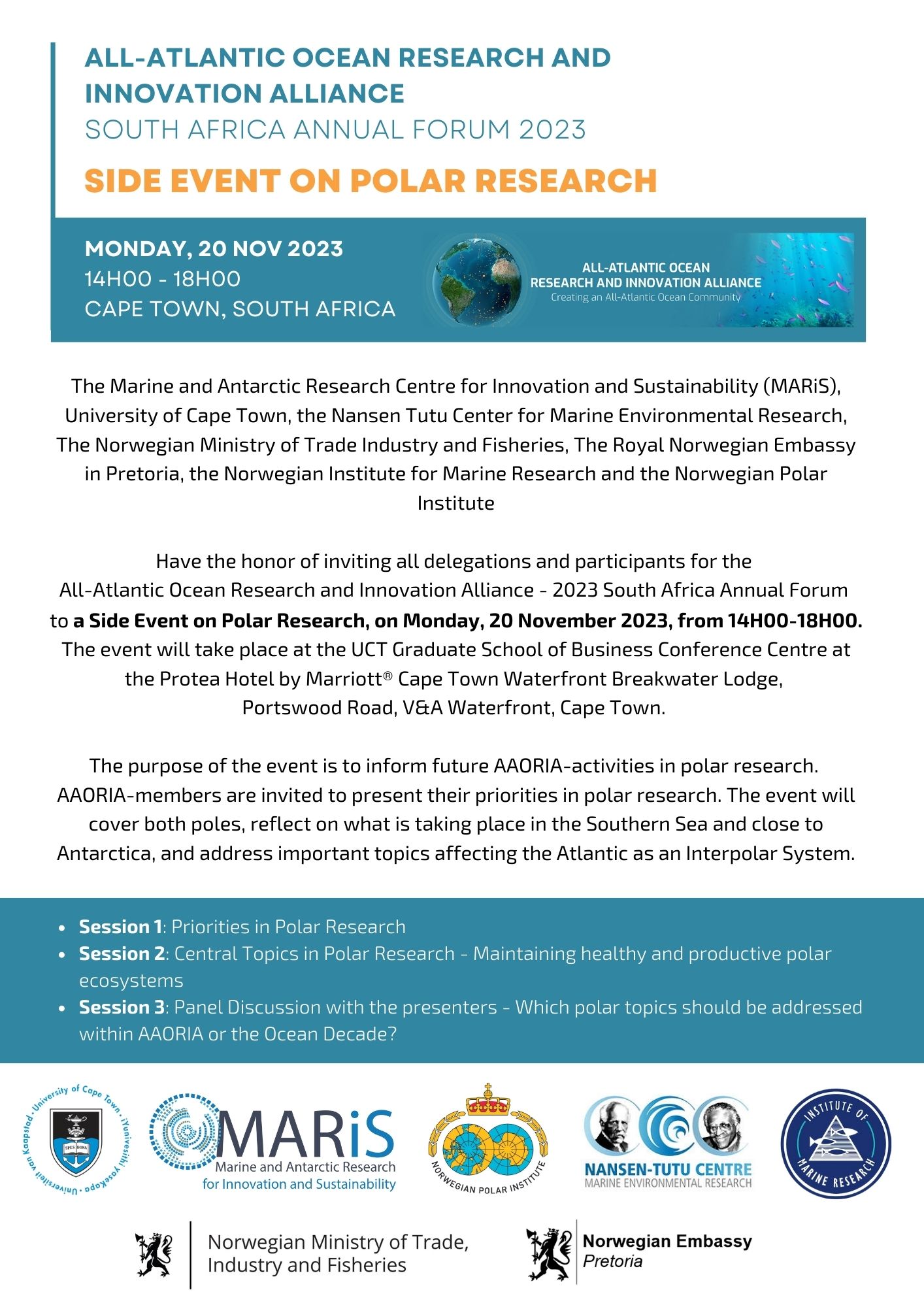 All-Atlantic Ocean Research and Innovation Alliance (AAORIA) Forum and side events