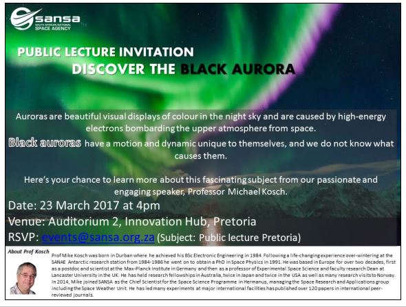 Public lecture invitation discover the black aurora