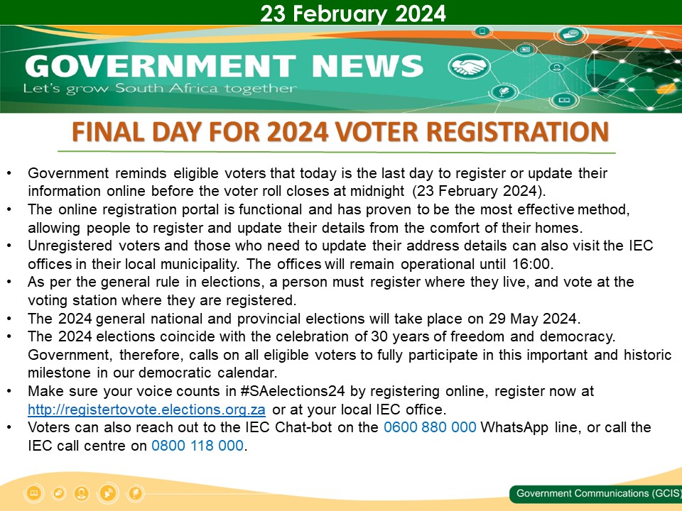 Government Messages of The Day- 23 February 2024