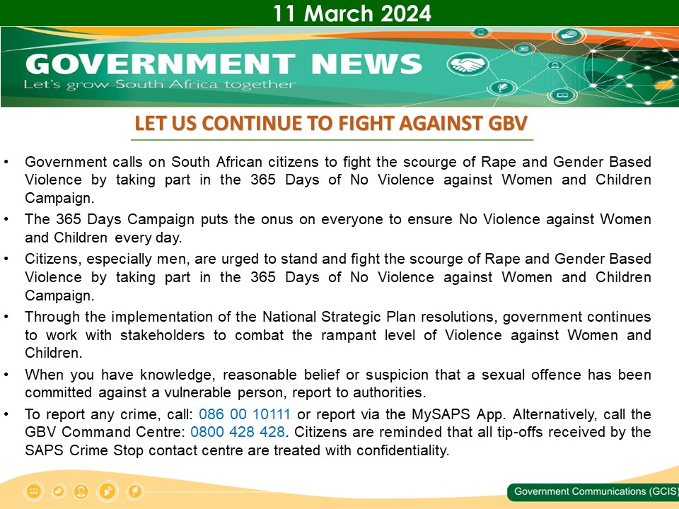 Government Messages of The Day- 11 March 2024