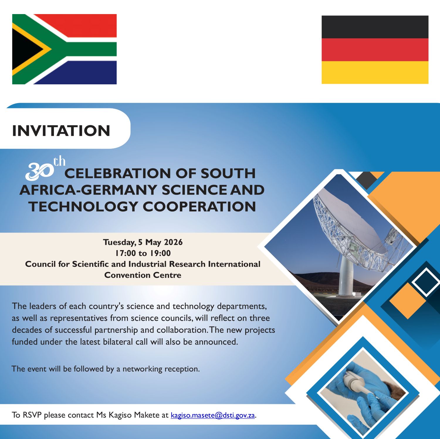 30th Anniversary of the Partnership on Science, Technology, and Innovation between South Africa and Germany- 05 May 2026