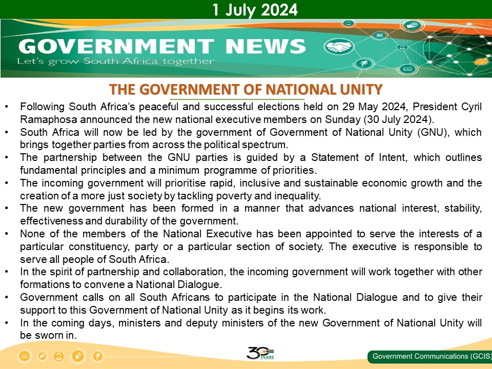 Government Messages 01 July 2024