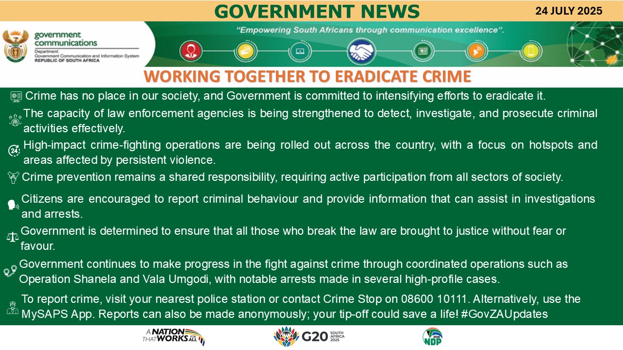 Government messages 24 July 2025