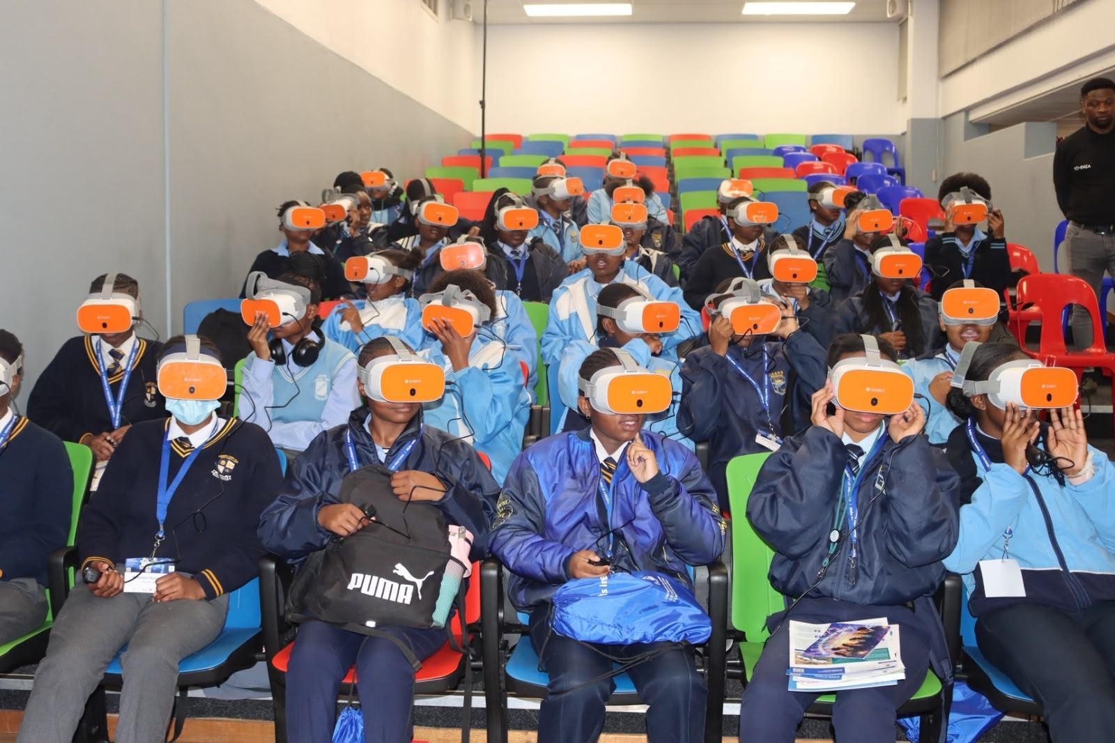 Grade 12 learners from five Pretoria schools wear VR headsets during interactive STEM activities at the Girls in STEM Programme launch